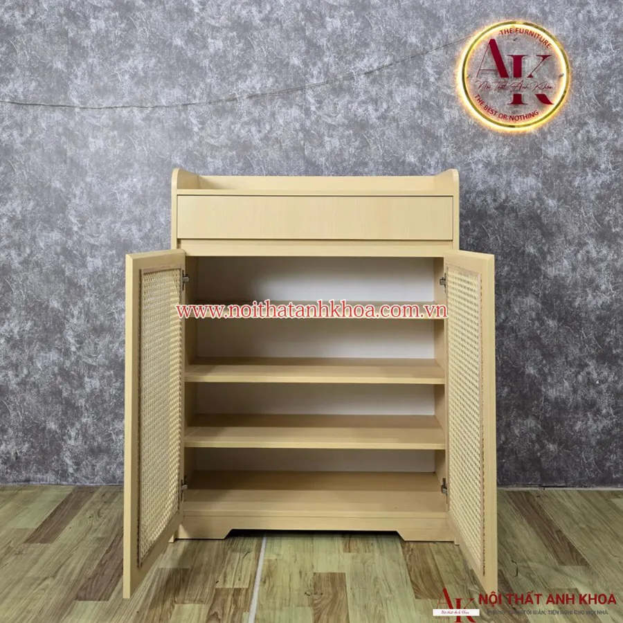 Mẫu Tủ Giày Dép Hiện Đại Gỗ MDF Cánh Đan Mây