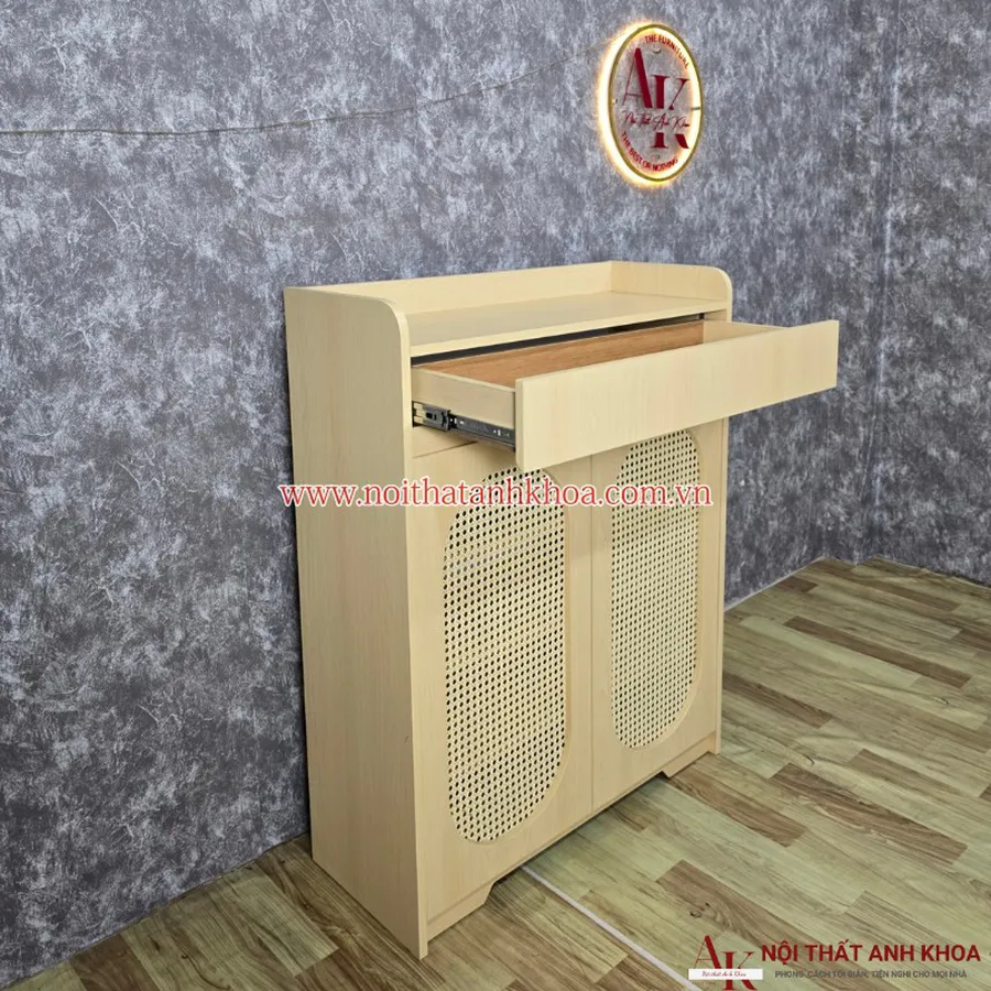 Mẫu Tủ Giày Dép Hiện Đại Gỗ MDF Cánh Đan Mây