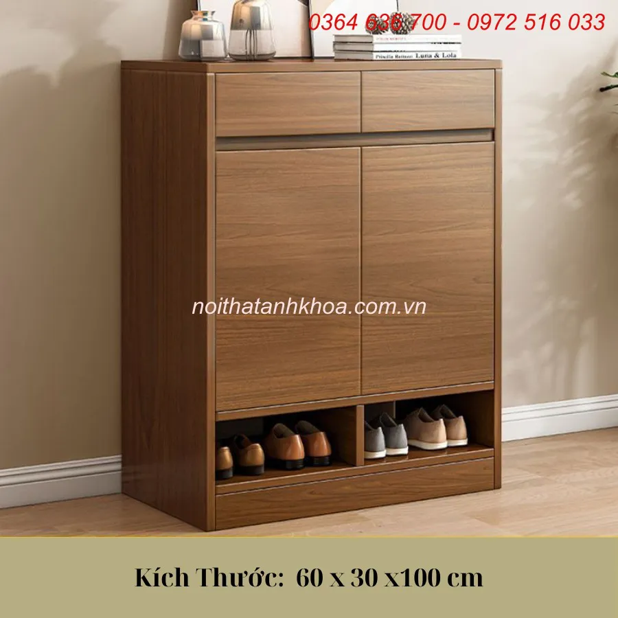Mẫu Tủ Giày Gỗ Công Nghiệp Màu Nâu Nhiều Kích Thước