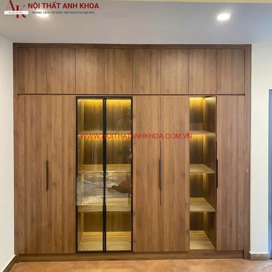 Mẫu Tủ Quần Áo Âm Tường Phòng Ngủ Màu Óc Chó