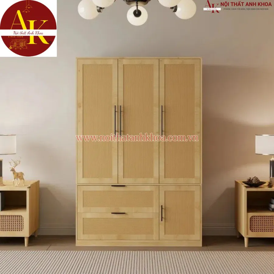 Mẫu Tủ Quần Áo Đẹp Cánh Đan Mây Sang Trọng
