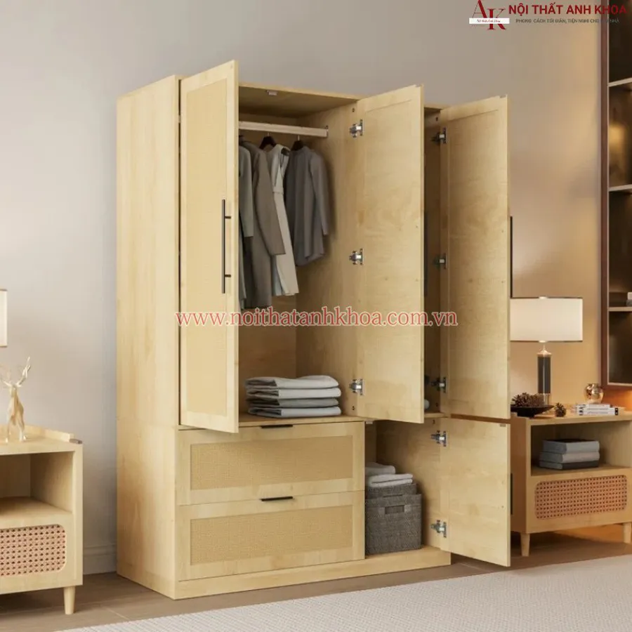 Mẫu Tủ Quần Áo Đẹp Cánh Đan Mây Sang Trọng