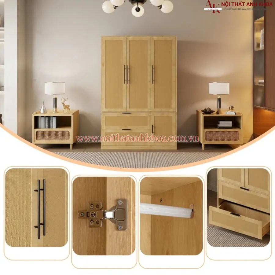 Mẫu Tủ Quần Áo Đẹp Cánh Đan Mây Sang Trọng