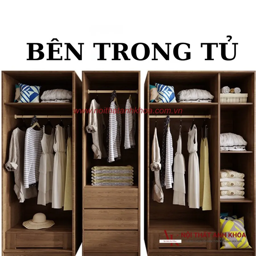 Mẫu Tủ Quần Áo Đẹp Gỗ Ép Màu Nâu Phối Xám Sang Trọng Đẳng Cấp