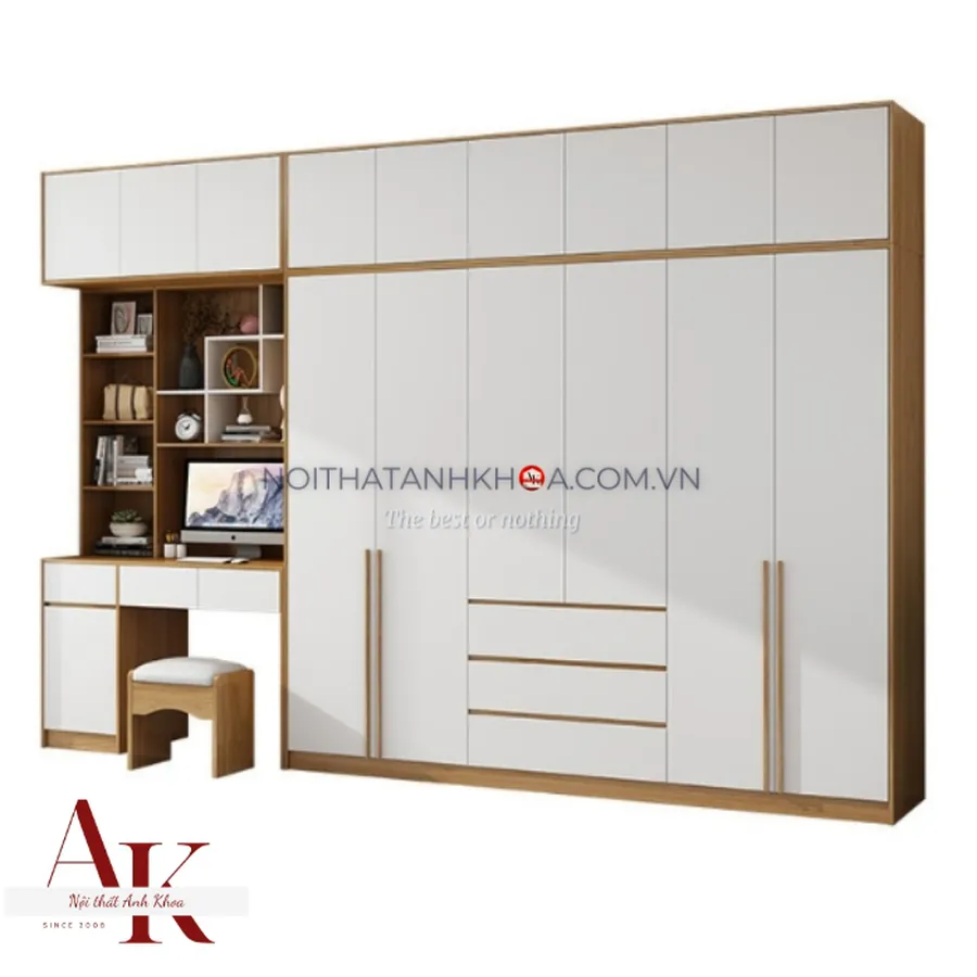 Mẫu Tủ Quần Áo Đẹp Gỗ Công Nghiệp MDF Hiện Đại