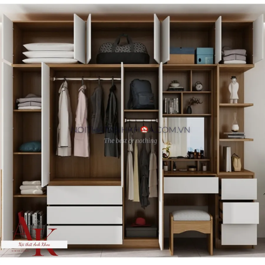 Mẫu Tủ Quần Áo Đẹp Gỗ Công Nghiệp MDF Hiện Đại