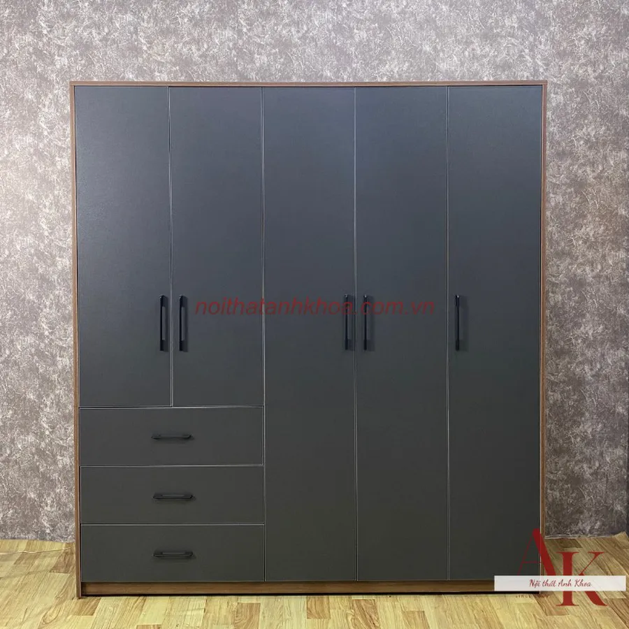 Tủ Quần Áo Gỗ Công Nghiệp Màu Xám Hiện Đại Giá Tốt