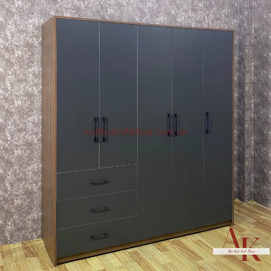 Tủ Quần Áo Gỗ Công Nghiệp Màu Xám Hiện Đại Giá Tốt