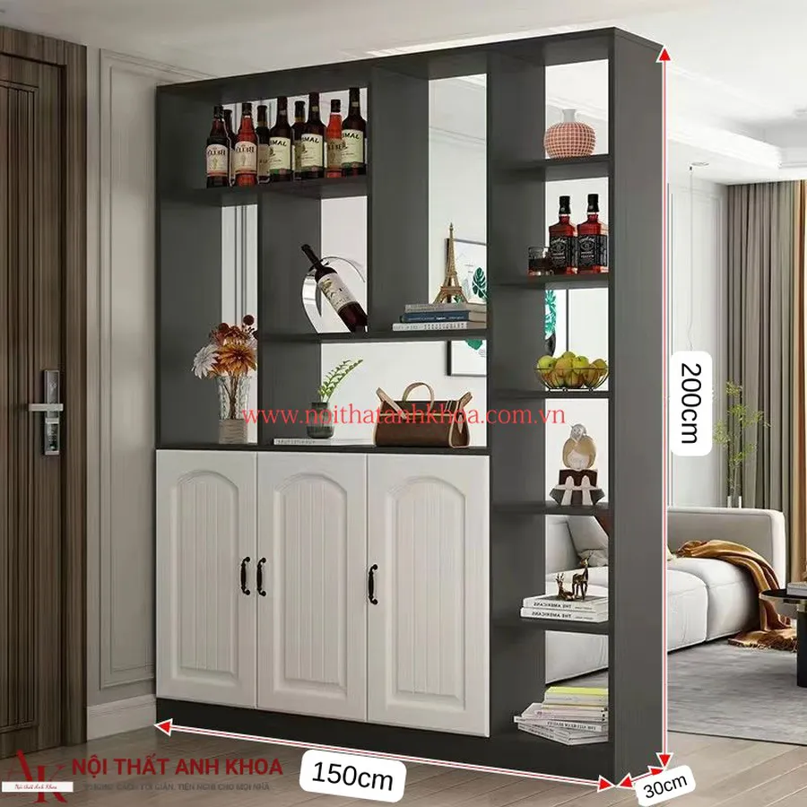Mẫu Tủ Vách Ngăn Đẹp Gỗ Công Nghiệp Có Hệ Tủ Để Đồ
