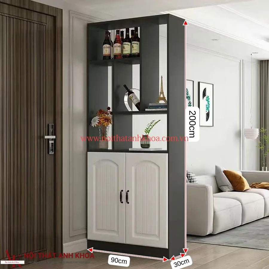 Mẫu Tủ Vách Ngăn Đẹp Gỗ Công Nghiệp Có Hệ Tủ Để Đồ
