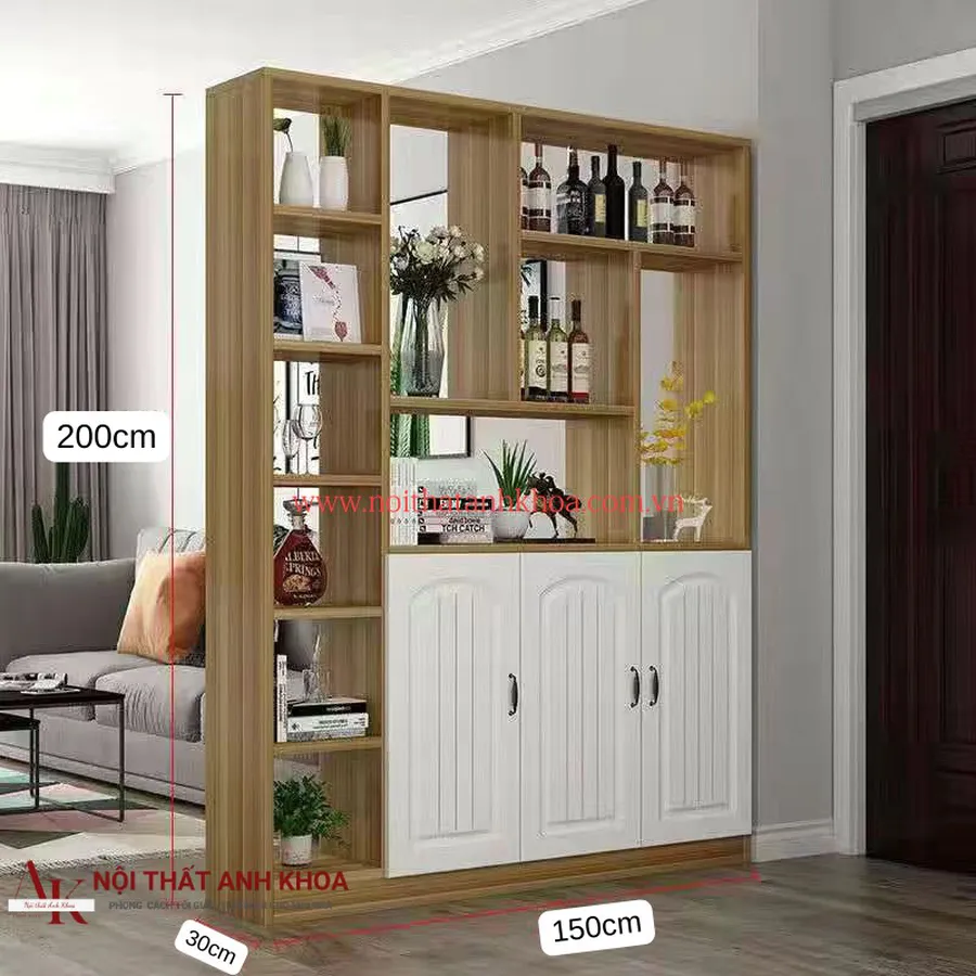 Mẫu Tủ Vách Ngăn Đẹp Gỗ Công Nghiệp Có Hệ Tủ Để Đồ