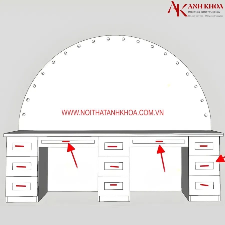 Bàn Phấn Trang Điểm Màu Trắng Gỗ MDF Có Led Đẹp Sang Trọng