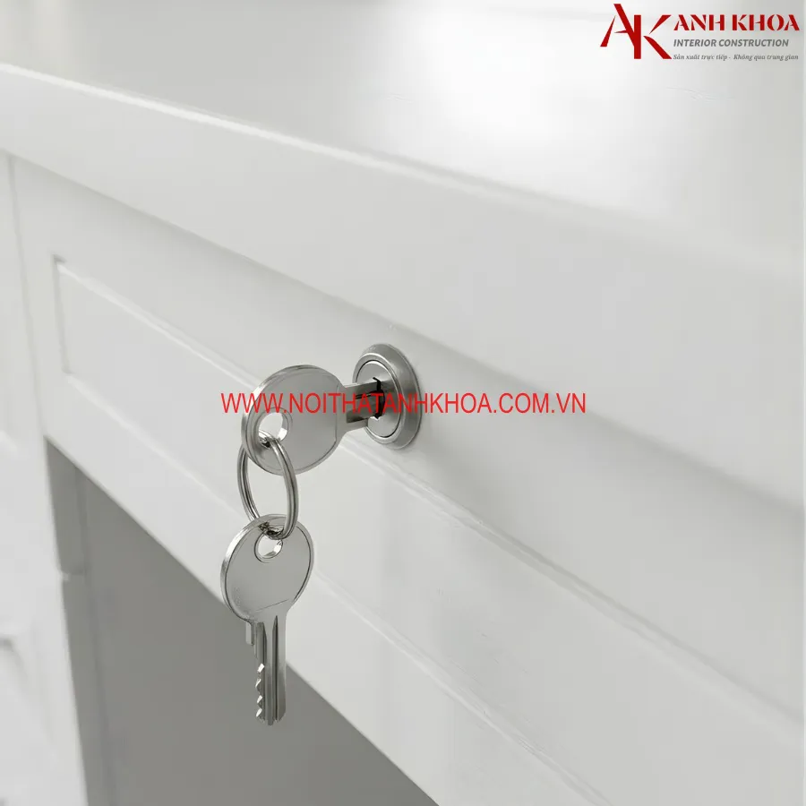 Bàn Phấn Trang Điểm Màu Trắng Gỗ MDF Có Led Đẹp Sang Trọng