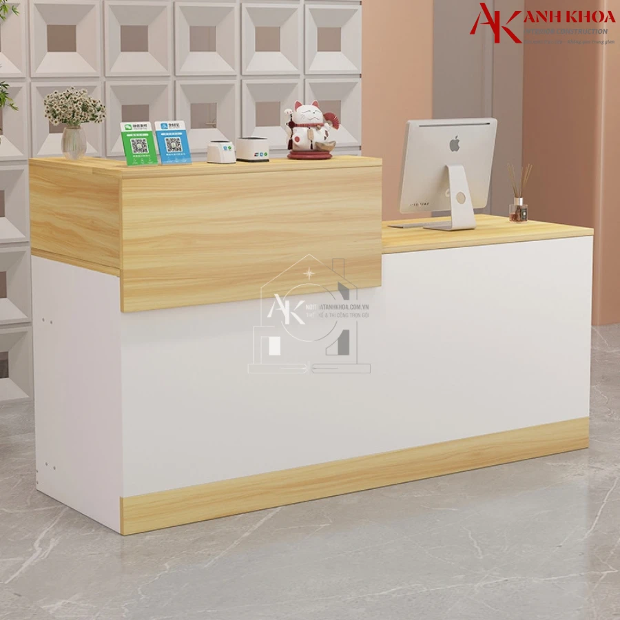 Quầy Lễ Tân Đơn Giản Gỗ Công Nghiệp Đẹp Hiện Đại