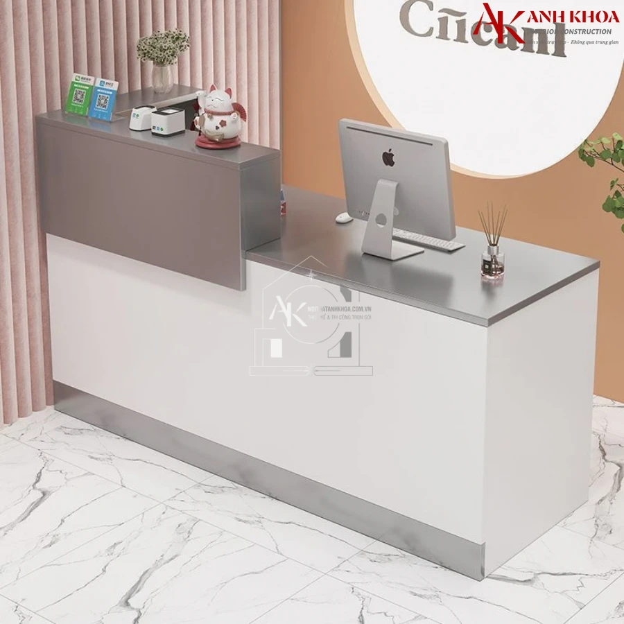 Quầy Lễ Tân Đơn Giản Gỗ Công Nghiệp Đẹp Hiện Đại