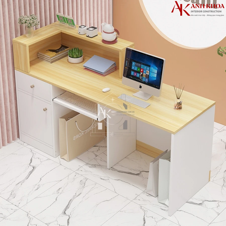 Quầy Lễ Tân Đơn Giản Gỗ Công Nghiệp Đẹp Hiện Đại