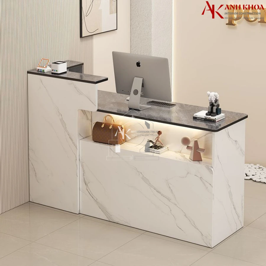 Quầy Lễ Tân Mini Đẹp Màu Trắng Hiện Đại