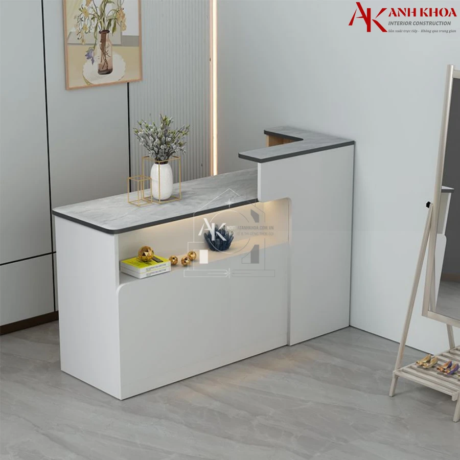 Quầy Lễ Tân Mini Đẹp Màu Trắng Hiện Đại