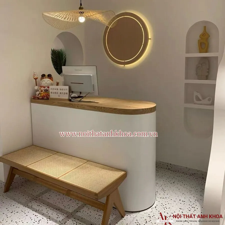 Quầy Lễ Tân Mini Gỗ Công Nghiệp Đẹp Hiện Đại