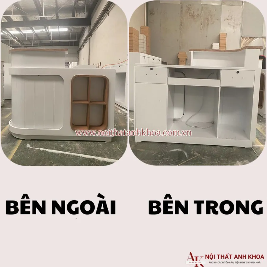 Quầy Lễ Tân Spa Chữ L Gỗ MDF Có Led Đẹp Giá Rẻ