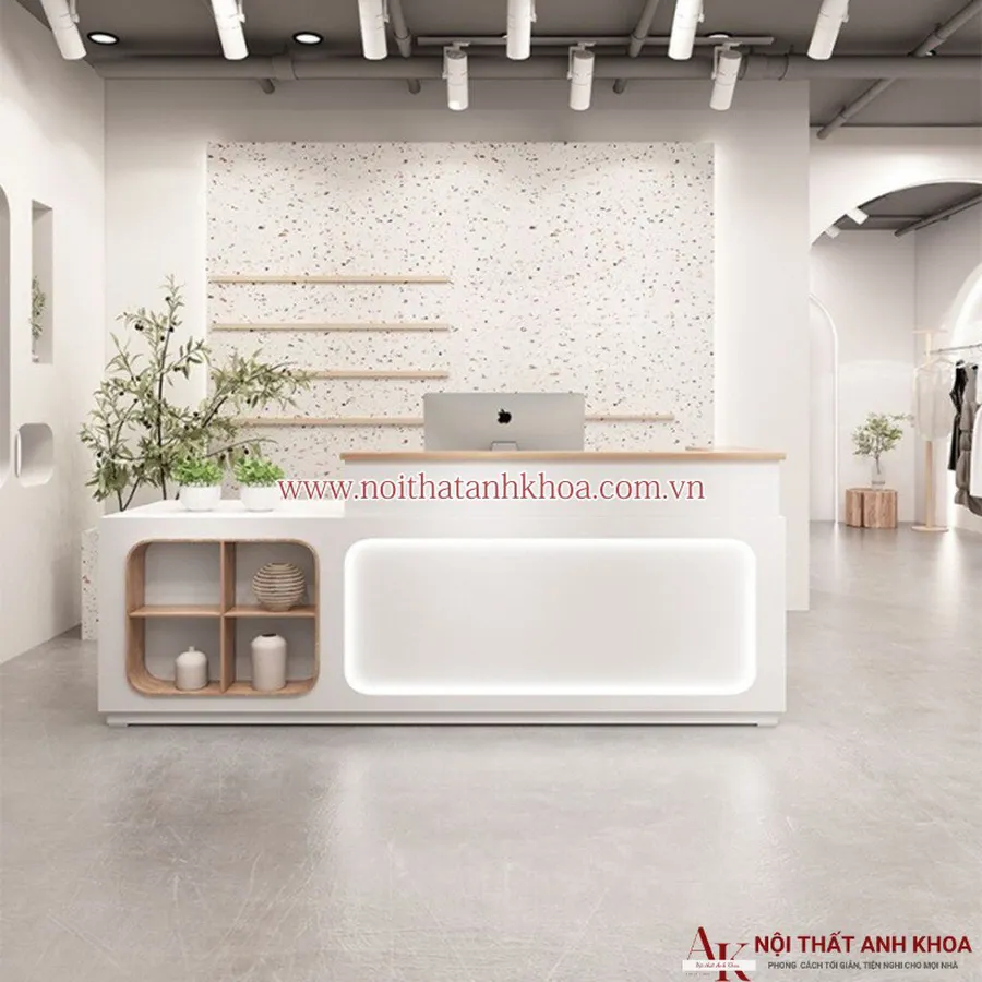 Quầy Lễ Tân Spa Chữ L Gỗ MDF Có Led Đẹp Giá Rẻ