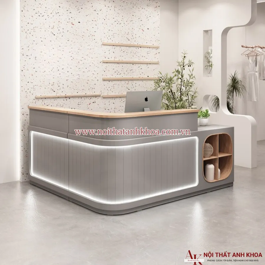 Quầy Lễ Tân Spa Chữ L Gỗ MDF Có Led Đẹp Giá Rẻ