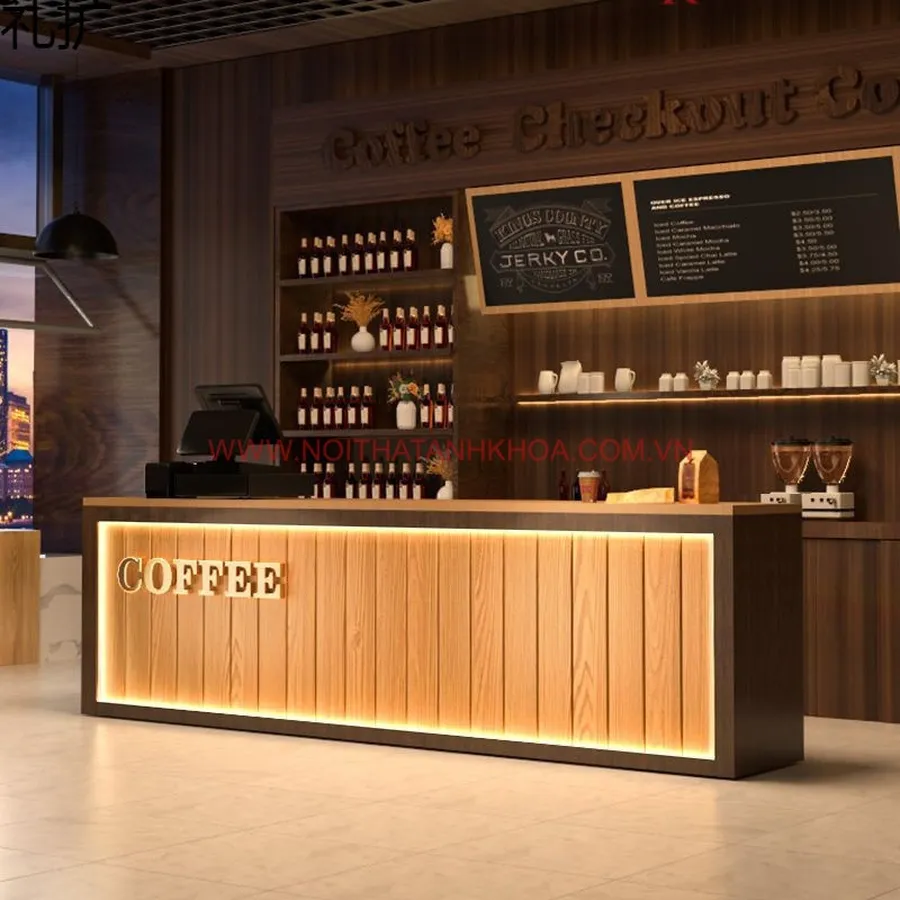 Quầy Pha Chế Quán Cafe Sang Trọng Hiện Đại