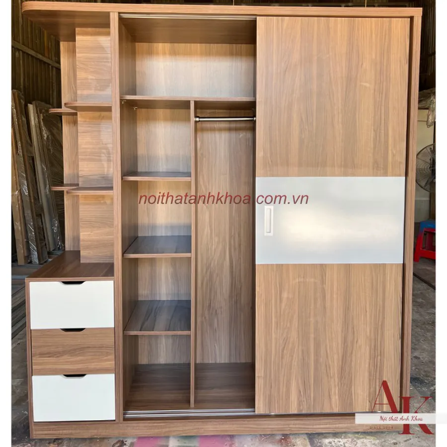 Tủ Áo 2 Cánh Lùa Gỗ MDF Cao Cấp Giá Rẻ