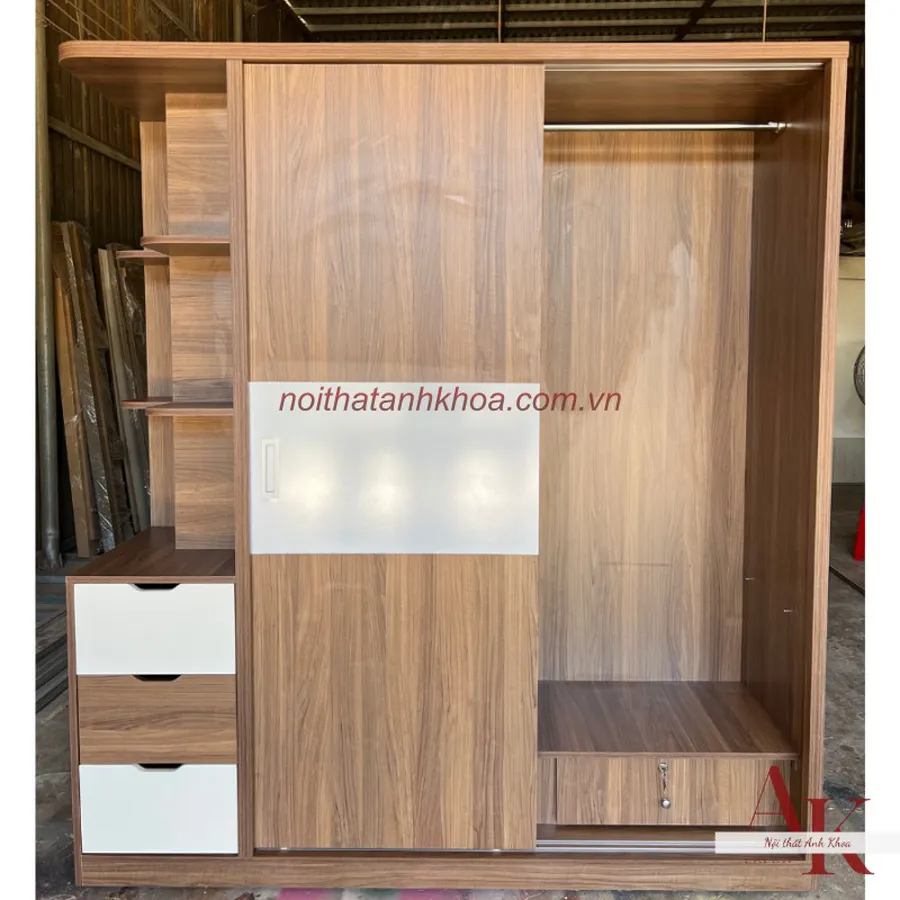 Tủ Áo 2 Cánh Lùa Gỗ MDF Cao Cấp Giá Rẻ