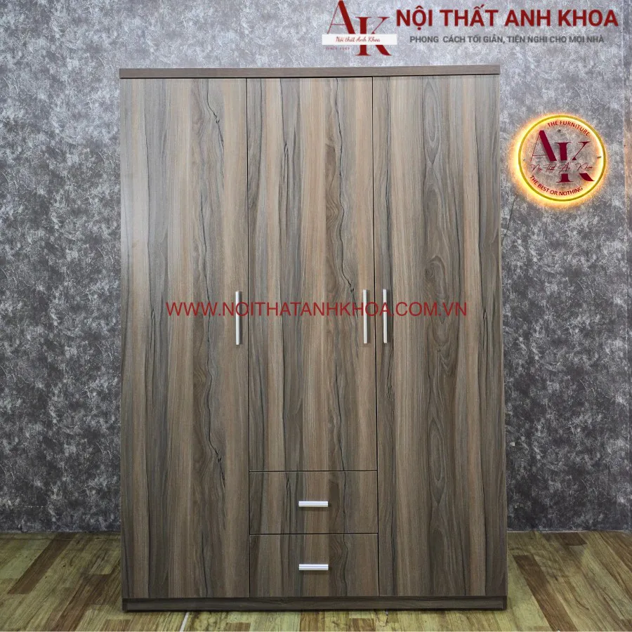 Tủ Áo 3 Cánh Gỗ Công Nghiệp Màu Vân Gỗ Đẹp Giá Rẻ