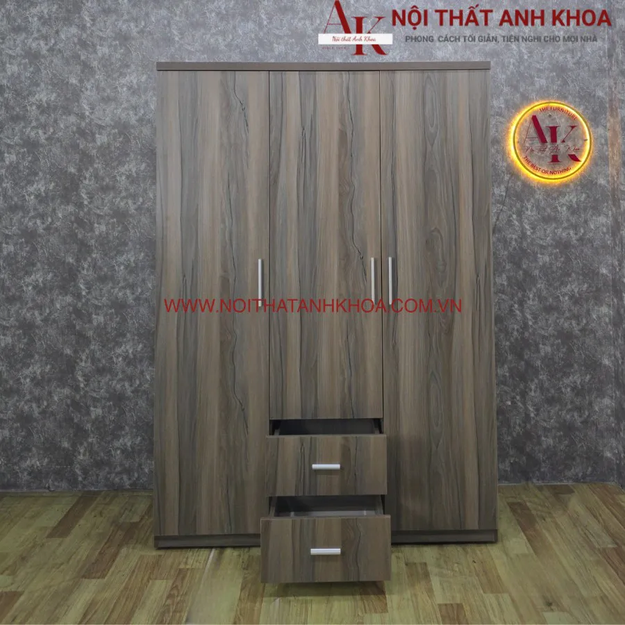 Tủ Áo 3 Cánh Gỗ Công Nghiệp Màu Vân Gỗ Đẹp Giá Rẻ