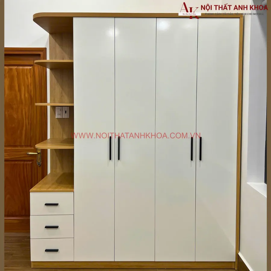 Tủ Áo 4 Cánh Gỗ Công Nghiệp MDF Hiện Đại Giá Rẻ