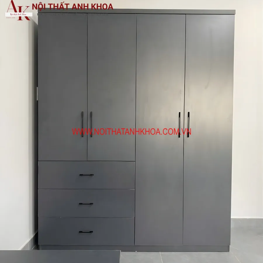 Tủ Quần Áo Giá Rẻ Gỗ MDF Màu Xanh Rêu Vân Gỗ Đẹp