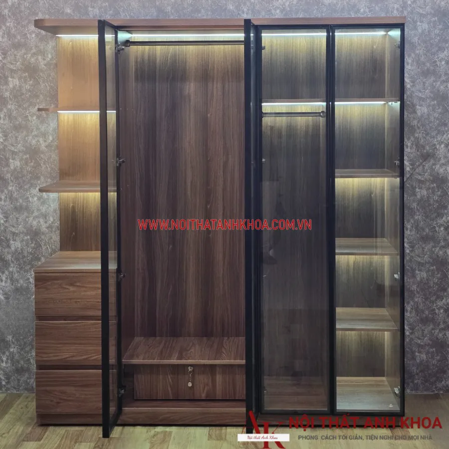 Tủ Áo Cánh Kính Cường Lực Khung Gỗ MDF Giá Tốt