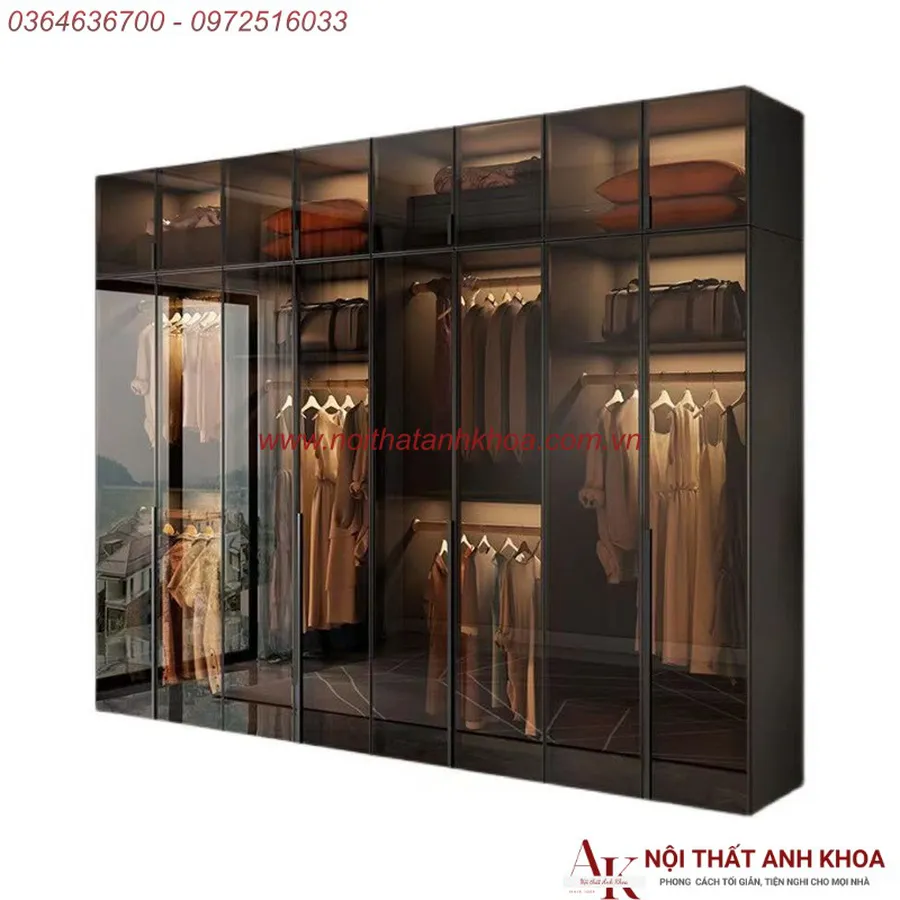 Tủ Quần Áo Cánh Kính Gỗ Công Nghiệp Khung Nhôm Xingfa Cao Cấp Giá Rẻ
