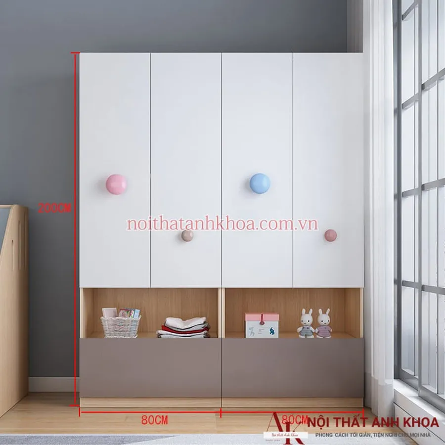 Tủ Quần Áo Cho Bé Gỗ Công Nghiệp MDF Cao Cấp Hiện Đại