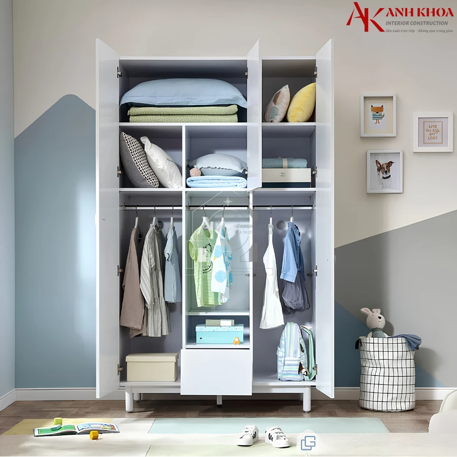 Tủ Áo Cho Bé Gỗ Phối Màu Đẹp