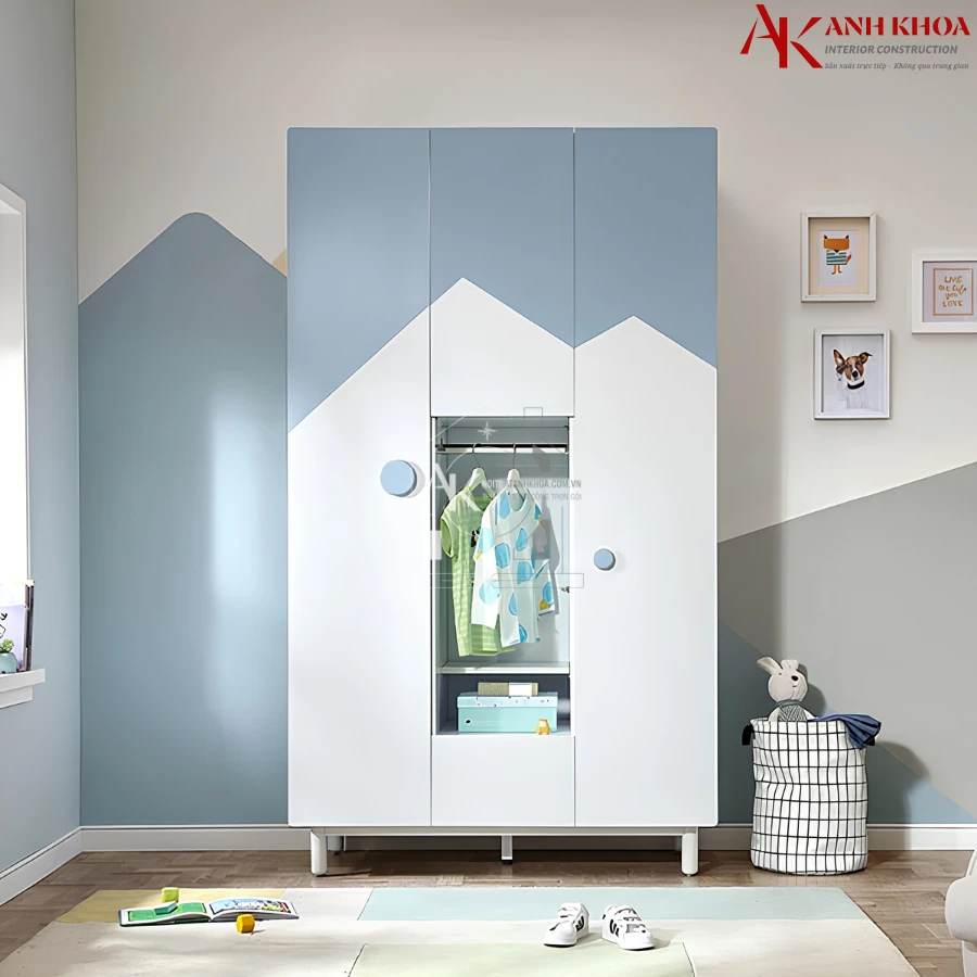 Tủ Áo Cho Bé Gỗ Phối Màu Đẹp