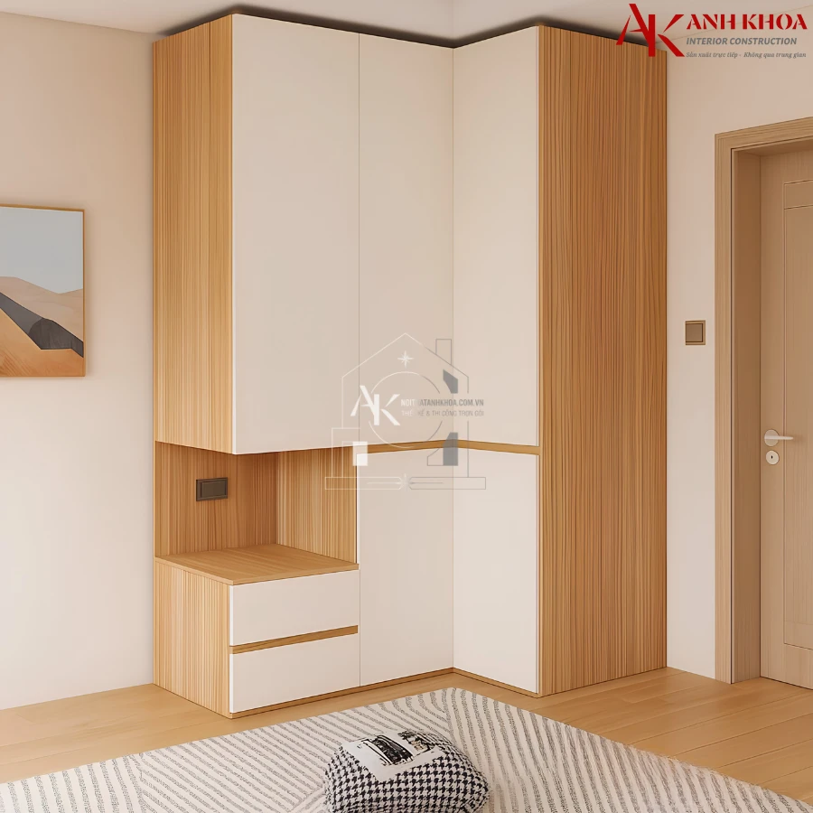 Tủ Quần Áo Chữ L Phong Cách Hiện Đại