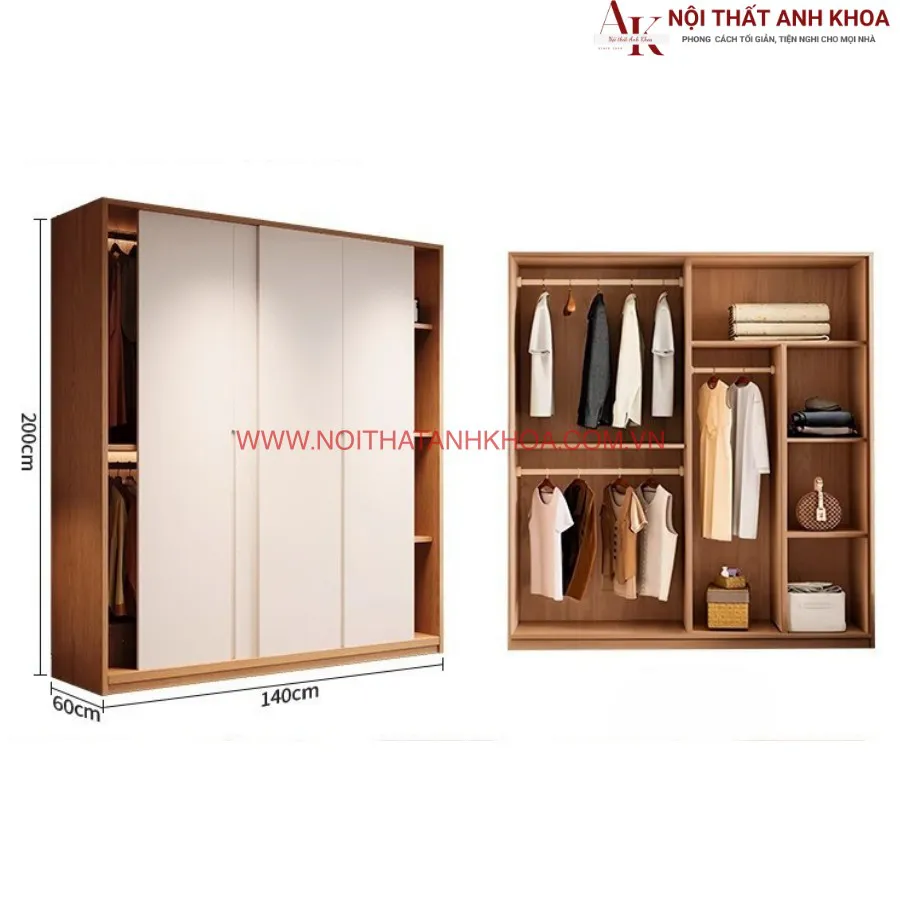 Tủ Áo Cửa Lùa Cao Cấp Gỗ Công Nghiệp