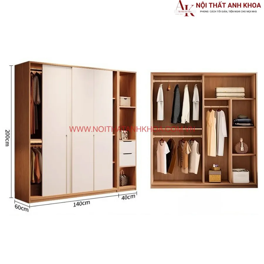 Tủ Áo Cửa Lùa Cao Cấp Gỗ Công Nghiệp