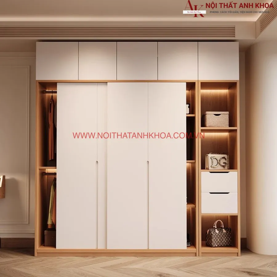 Tủ Áo Cửa Lùa Cao Cấp Gỗ Công Nghiệp