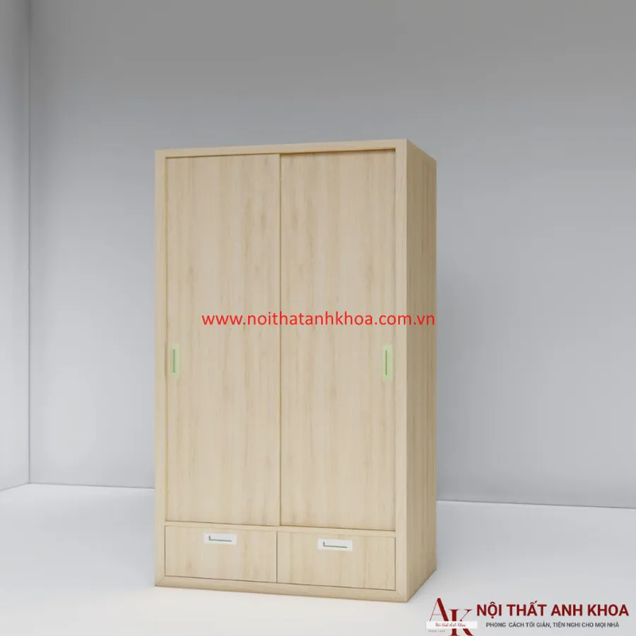 Tủ Áo Cửa Lùa Gỗ Công Nghiệp MDF Màu Vàng Vân Gỗ Giá Tốt