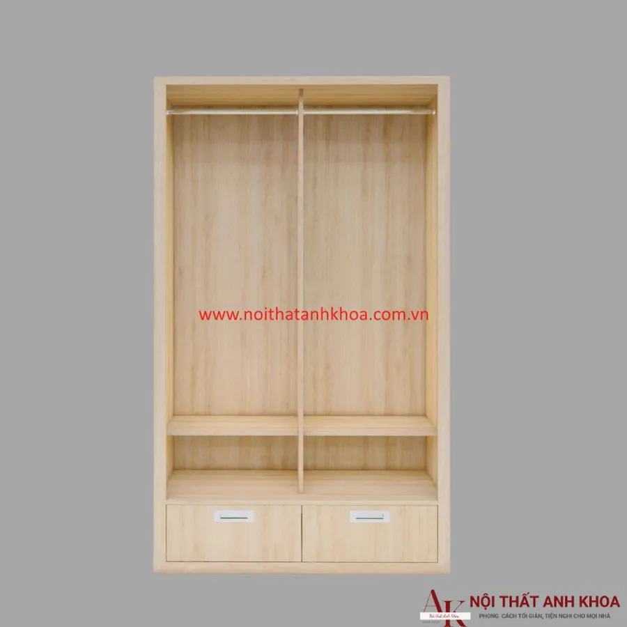 Tủ Áo Cửa Lùa Gỗ Công Nghiệp MDF Màu Vàng Vân Gỗ Giá Tốt
