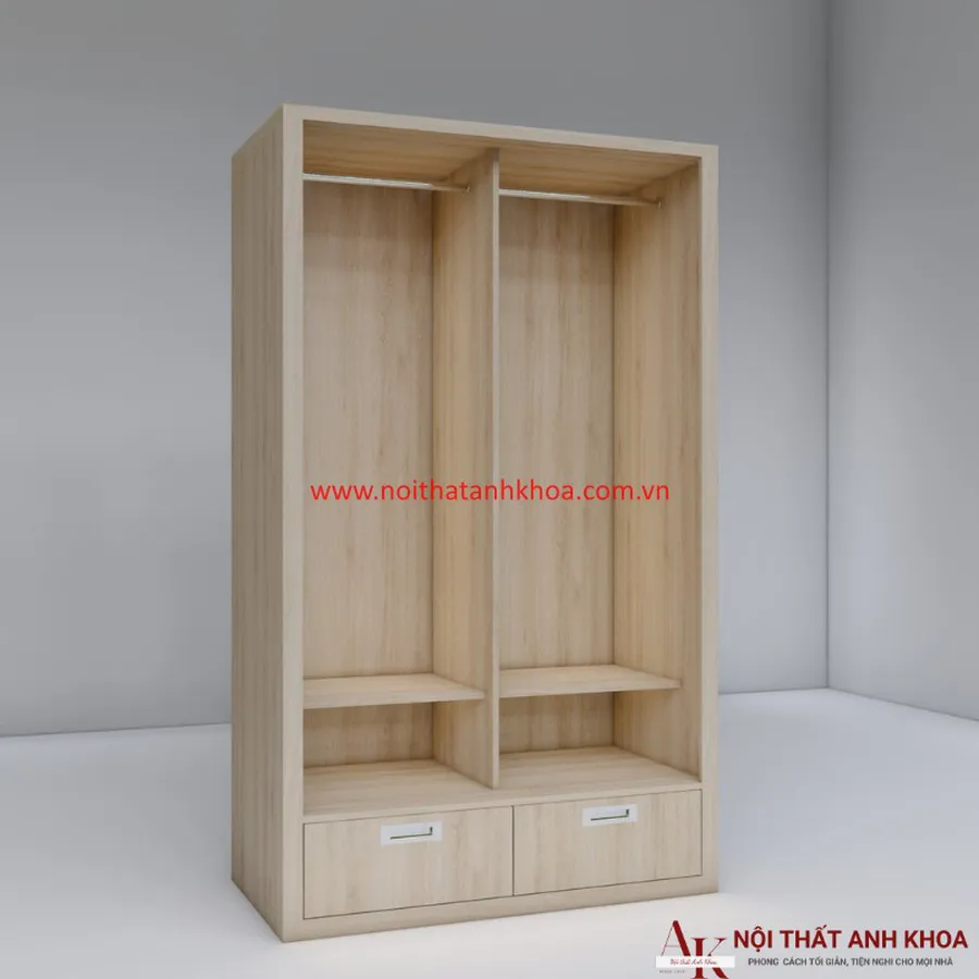 Tủ Áo Cửa Lùa Gỗ Công Nghiệp MDF Màu Vàng Vân Gỗ Giá Tốt