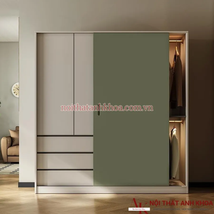 Tủ Quần Áo Cửa Lùa Gỗ Công Nghiệp Thiết Kế Hiện Đại Giá Rẻ