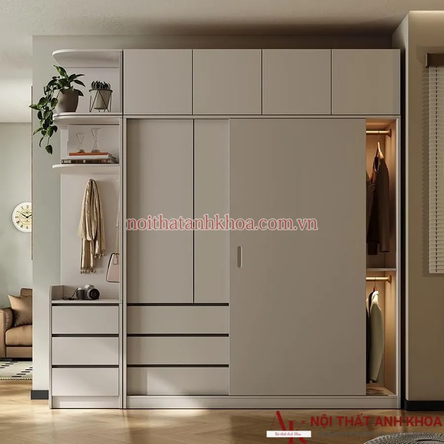 Tủ Quần Áo Cửa Lùa Gỗ Công Nghiệp Thiết Kế Hiện Đại Giá Rẻ