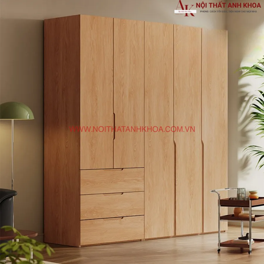 Tủ Áo Gỗ Cao Su Phủ Veneer Sồi Giá Tốt