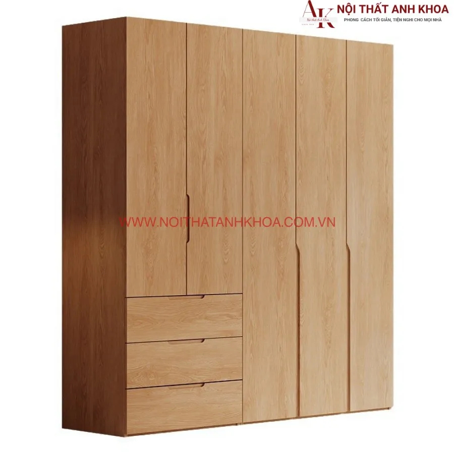 Tủ Áo Gỗ Cao Su Phủ Veneer Sồi Giá Tốt