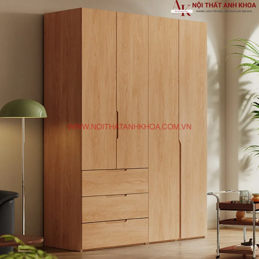 Tủ Áo Gỗ Cao Su Phủ Veneer Sồi Giá Tốt